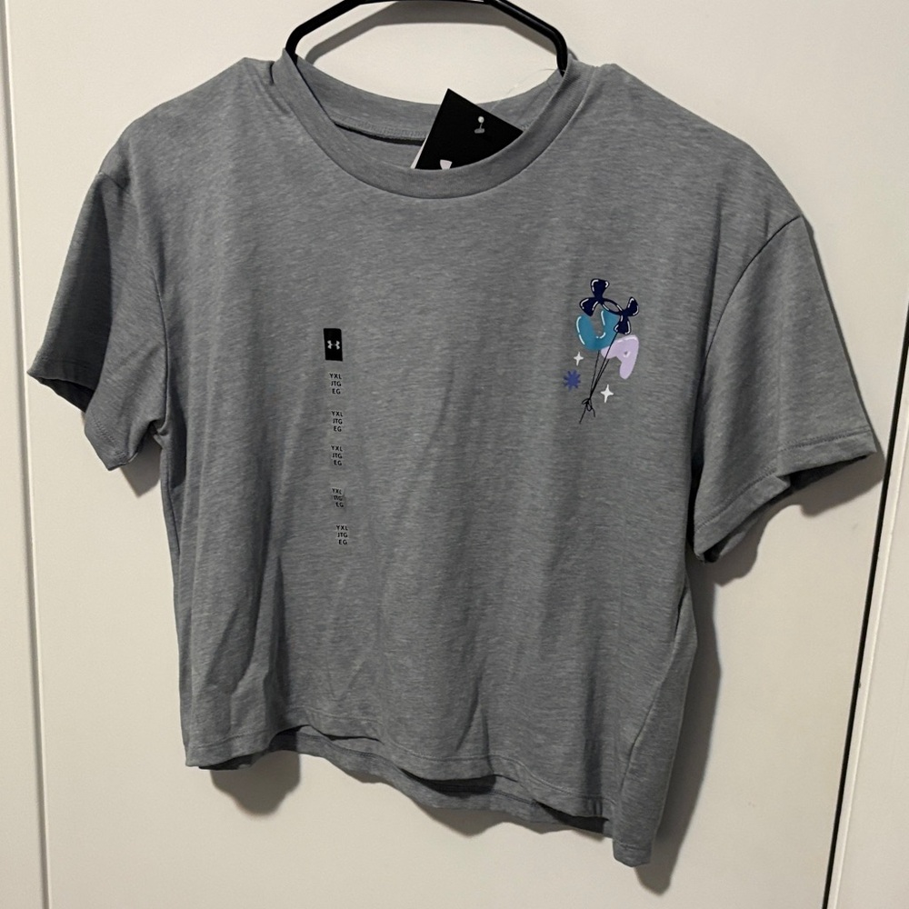 Under Armour Gray Tee with Colorful Logo